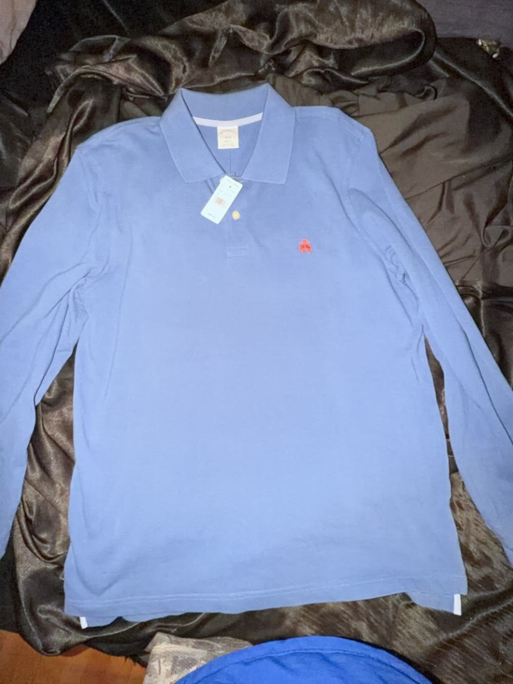 Brooks Brothers Long-Sleeve Polo in Light Blue with Red Logo